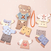 Thumbnail for ThreadBear – urocze i edukacyjne – zabawka Montessori do nawlekania w kształcie misia