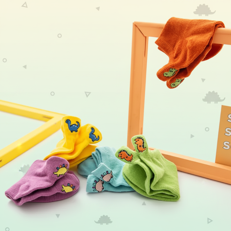PlayfulToes – Kolorowe i miękkie – krótkie skarpetki dziecięce (zestaw 5 sztuk)