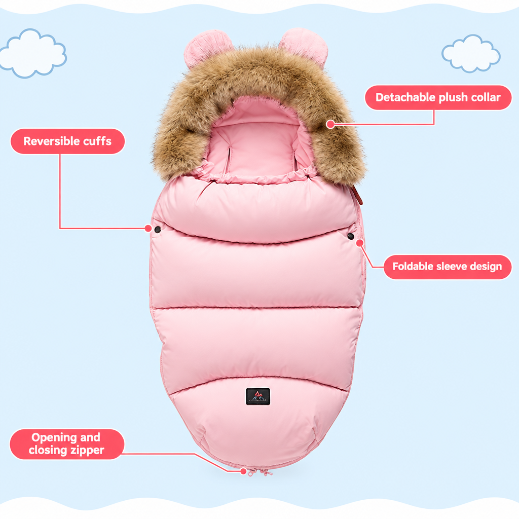 CozyRide – Ciepły i przytulny – śpiworek dla niemowląt do wózka