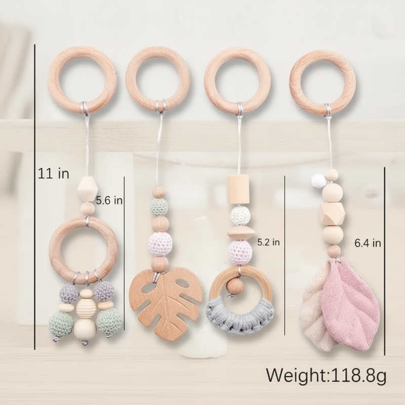 Wooden Baby Rattle Toy – Rozwój zmysłów i bezpieczeństwo – Baby Gym