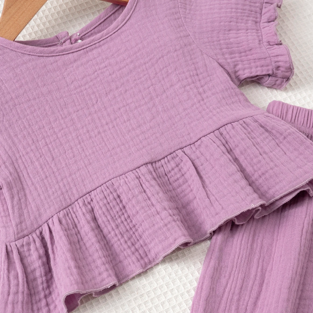 SoftCharm – Elegancki i wygodny – zestaw dla dziewczynek z bluzką z falbanami i długimi spodniami