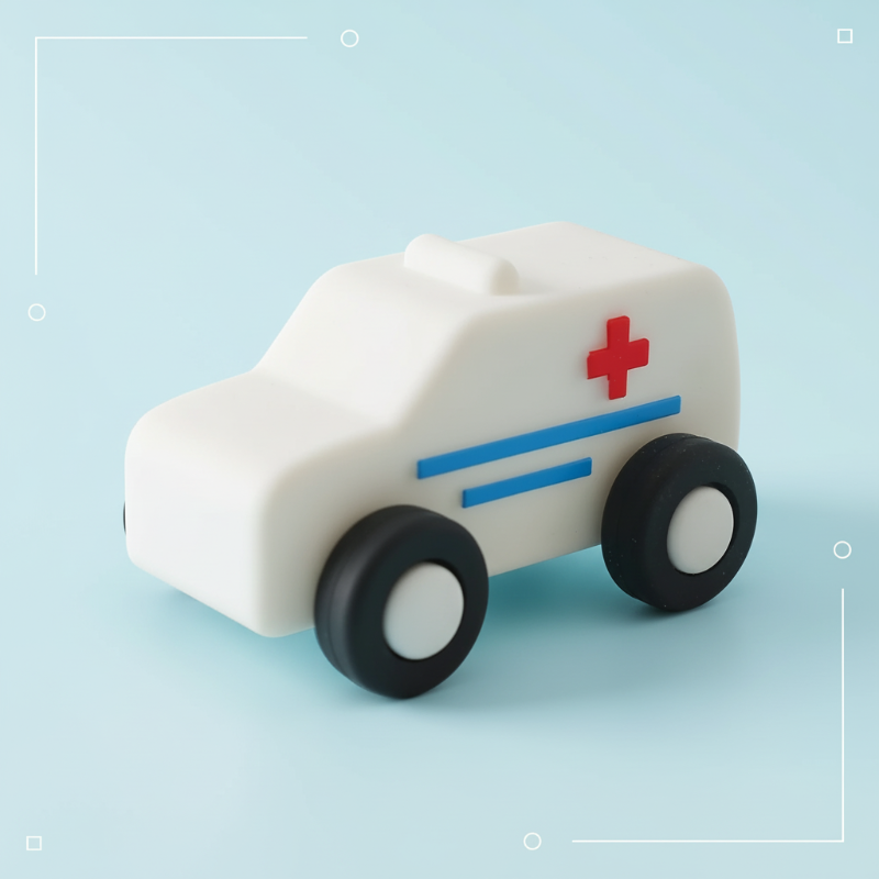 Montessori Silicone Toy Car – Bezpieczne i przyjazne dla ząbków – silikonowa zabawka do gryzienia w kształcie pojazdu