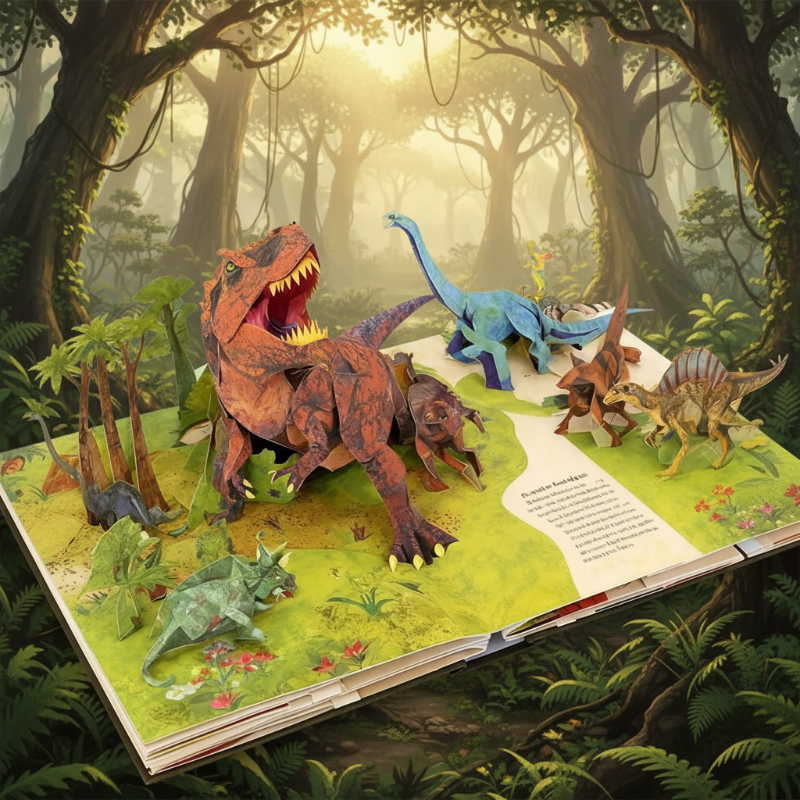 JurassicKids – Ekscytująca i edukacyjna – encyklopedia dinozaurów 3D w formie książki z wyskakującymi ilustracjami