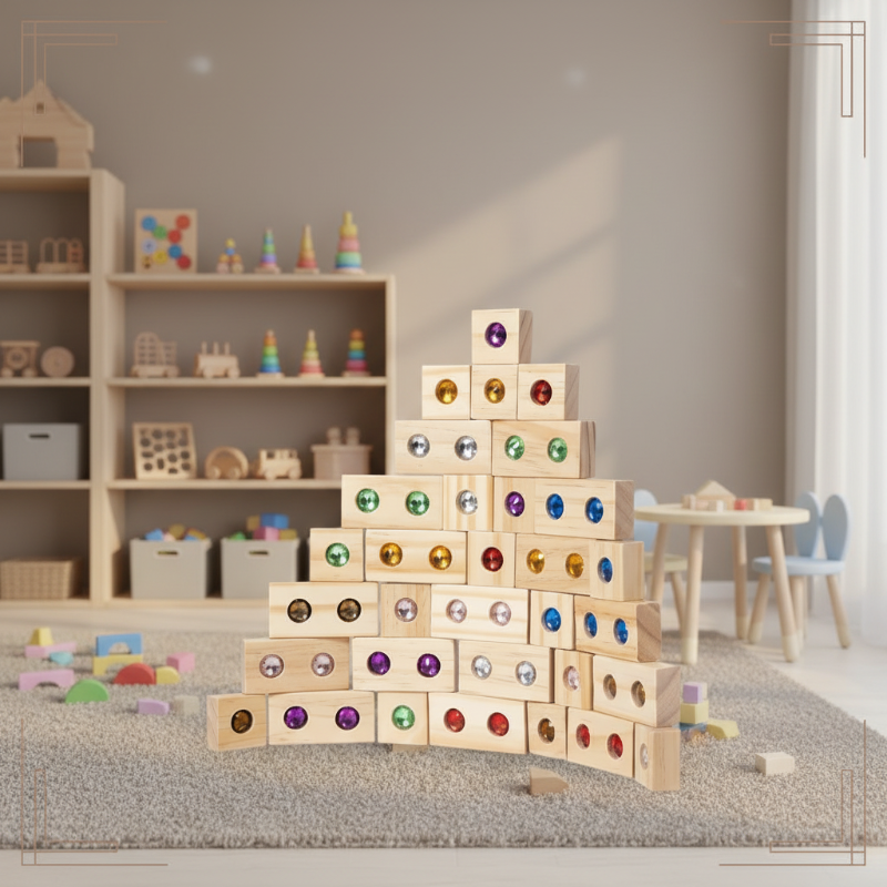 Rainbow Gem Stacking Blocks – Kreatywne i edukacyjne – zestaw drewnianych klocków do układania