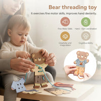 Thumbnail for ThreadBear – urocze i edukacyjne – zabawka Montessori do nawlekania w kształcie misia