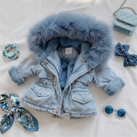 Thumbnail for FurDream – Denim Look – Kurtka zimowa z kapturem