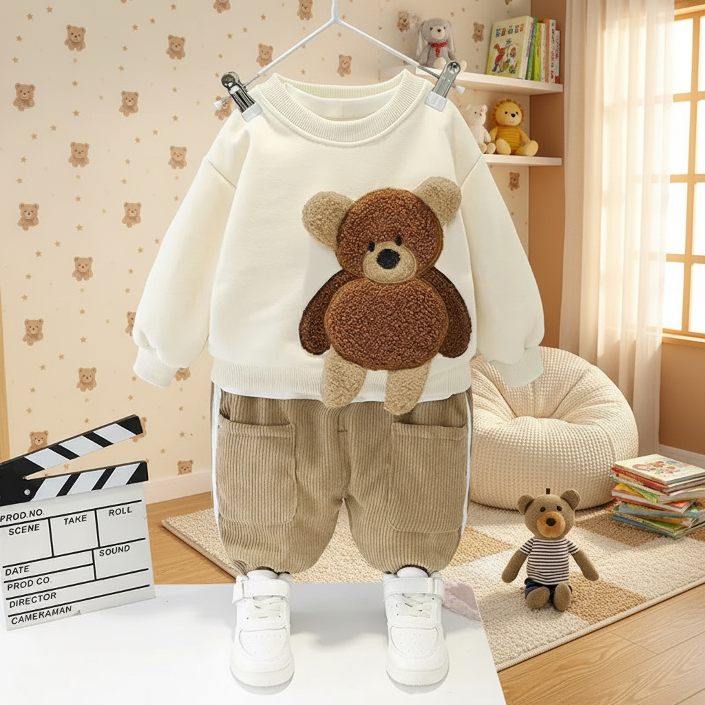 Mini Fashion™ - Ciepły i miękki – dwuczęściowy zestaw odzieży dziecięcej