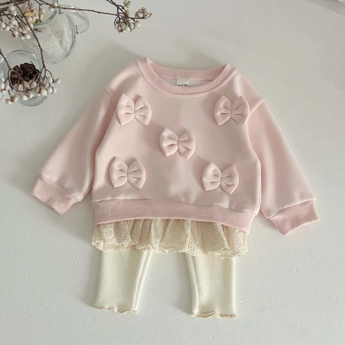 LittleAngel – Miękkie i stylowe – zestaw dla niemowląt z bluzą i spodniami z gumką