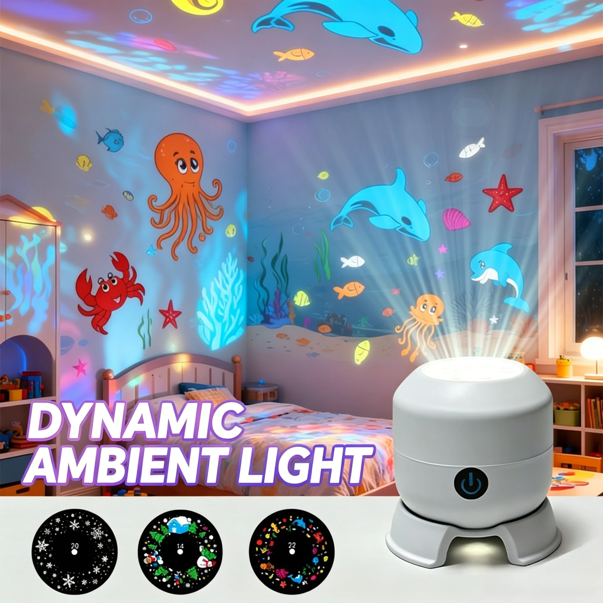 SeaDream – Zabawa i nauka – obrotowa lampka nocna LED 360°