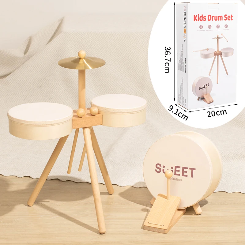 Kids Wooden Drum Toy – Muzyka i kreatywność – zestaw perkusyjny