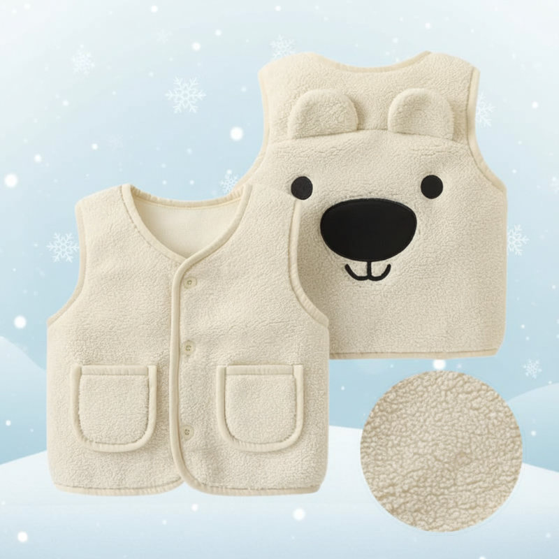 Baby Bear Fleece Vest – Ciepła i miękka – dziecięca kamizelka z motywem misia