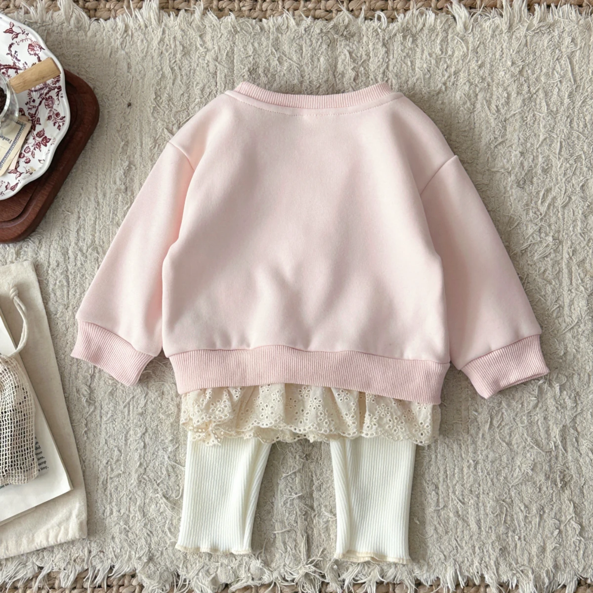 LittleAngel – Miękkie i stylowe – zestaw dla niemowląt z bluzą i spodniami z gumką