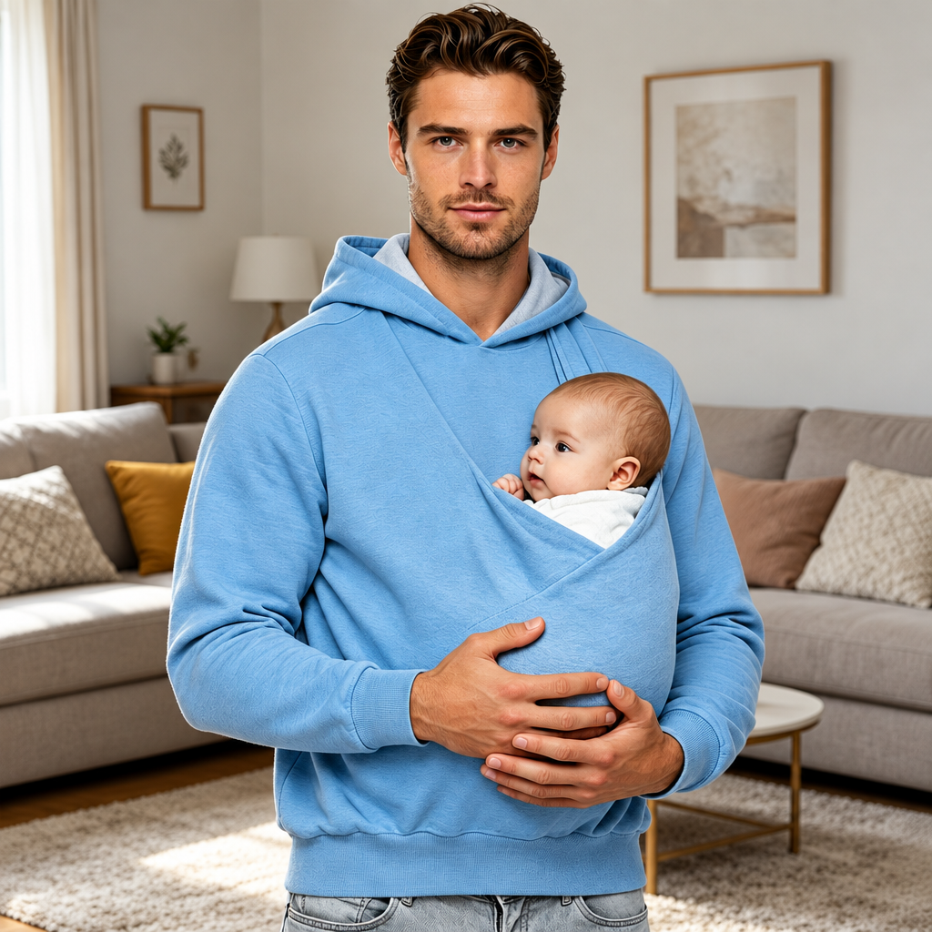 CuddleDad – Wygodna i praktyczna – męska bluza z kapturem i kieszenią na dziecko