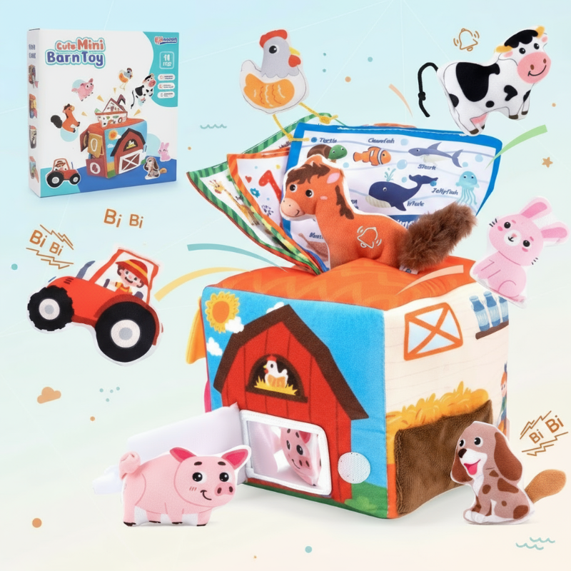 BabyBarn – Miękkie i edukacyjne – Domek na farmie z pluszowymi zwierzętami