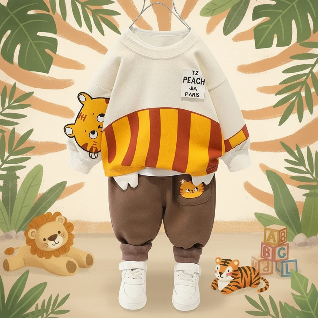 Mini Fashion™ - Ciepły i miękki – dwuczęściowy zestaw odzieży dziecięcej