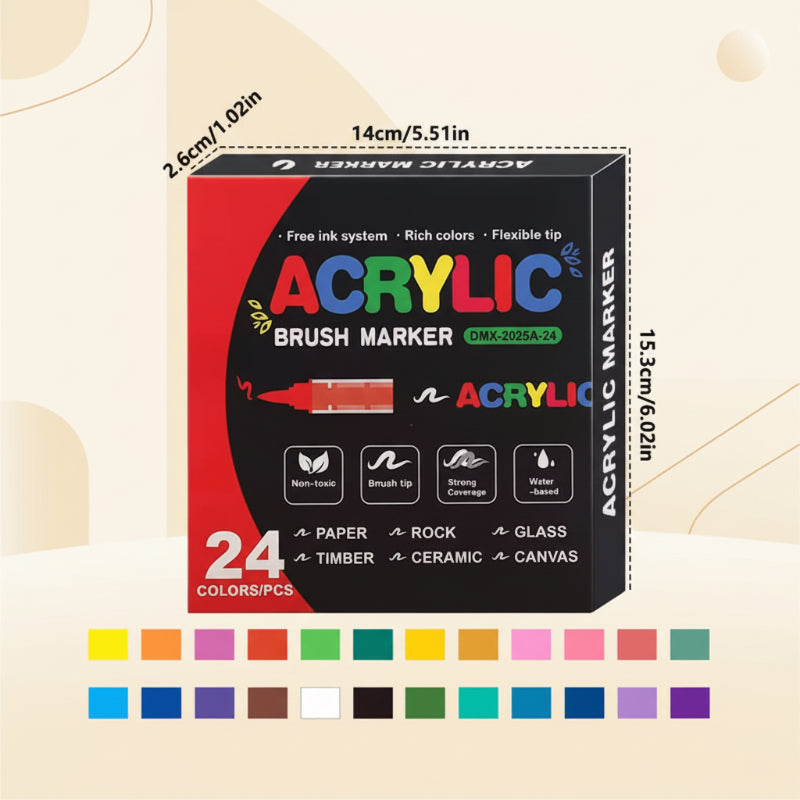 ColorCraft – Kreatywne i trwałe – Markery akrylowe z końcówką pędzelkową