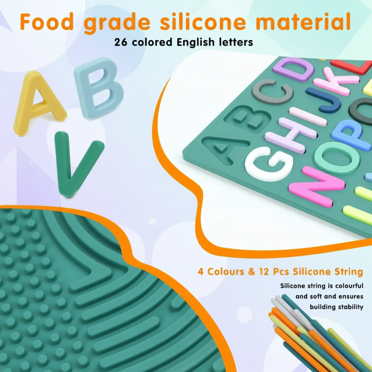 BrainyKids – Edukacyjne i sensoryczne – silikonowa tablica z literami