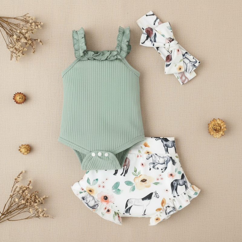 Baby Girl Summer Outfit – Urocze i zwiewne – zestaw ubranek dla niemowląt