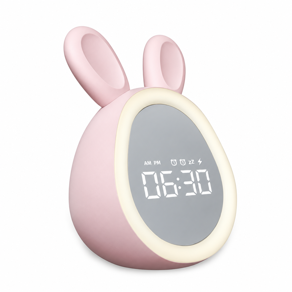 BunnyGlow – Uroczy i praktyczny – cyfrowy budzik dla dzieci z lampką nocną