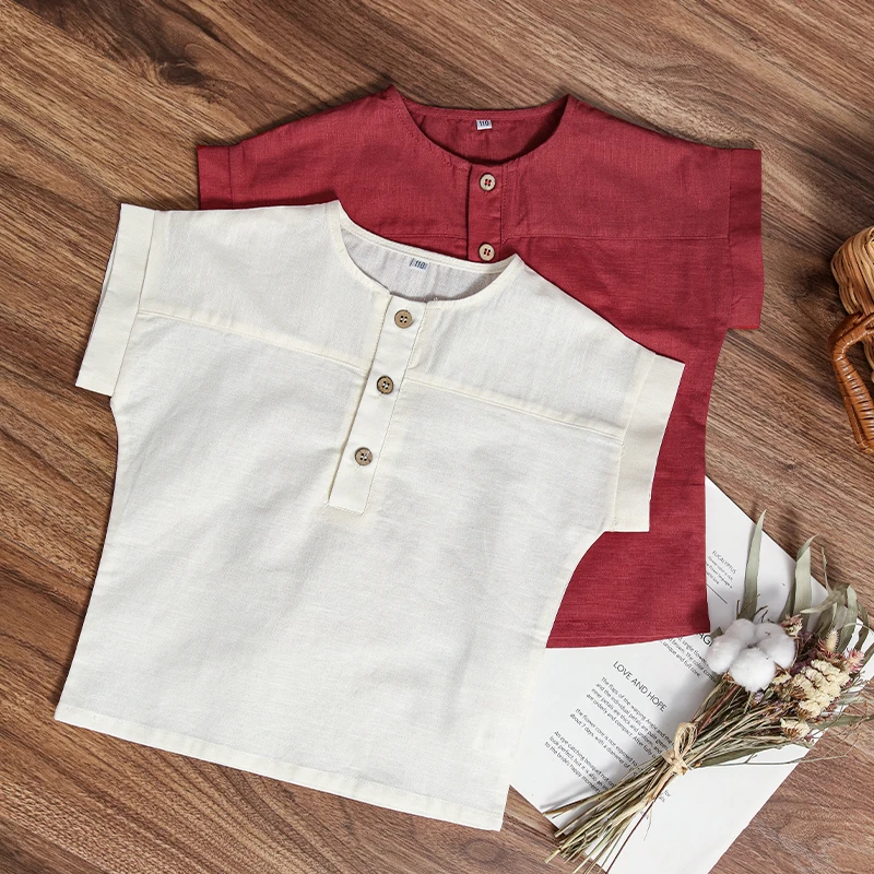 LittleClassic – Elegancka i wygodna – lniana koszula dla chłopców z guzikami