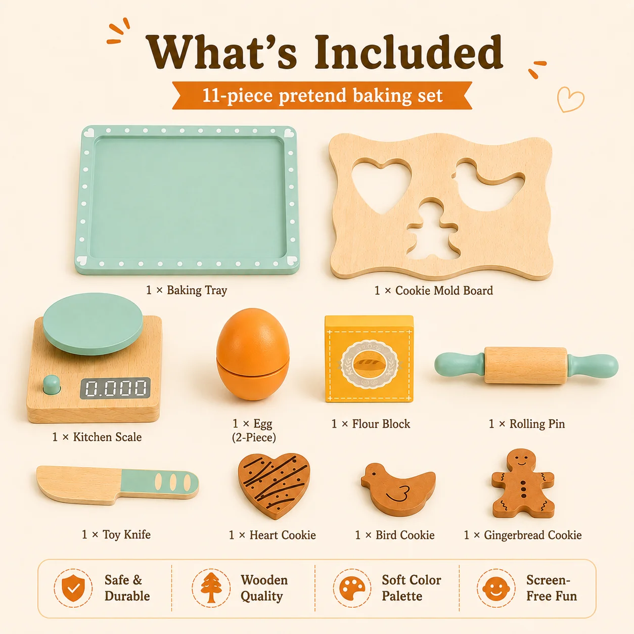 BakeBuddy – Kreatywne i edukacyjne – drewniany zestaw do pieczenia