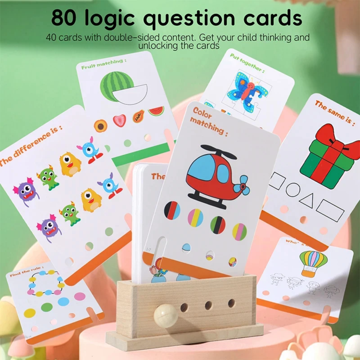 BrainyKids – Logiczne i zabawne – drewniana gra edukacyjna z kartami