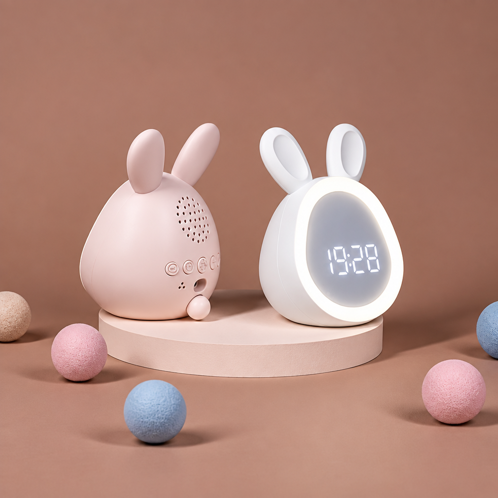 BunnyGlow – Uroczy i praktyczny – cyfrowy budzik dla dzieci z lampką nocną