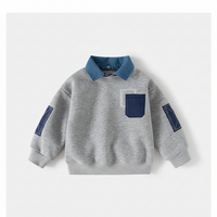 Thumbnail for CoolJunior – Ciepły i stylowy – sweter dla chłopców z dżinsowym kołnierzem