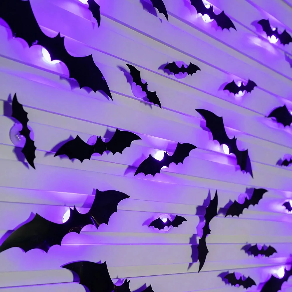 SpookyGlow – Przerażająca i klimatyczna – dekoracja ścienna LED z motywem nietoperza na Halloween