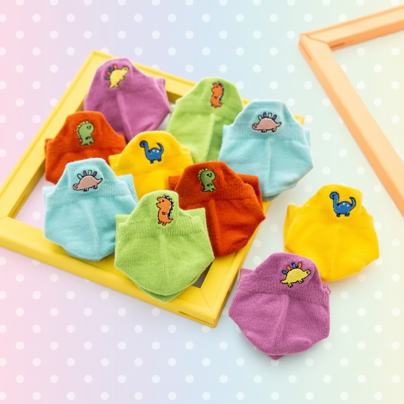 PlayfulToes – Kolorowe i miękkie – krótkie skarpetki dziecięce (zestaw 5 sztuk)