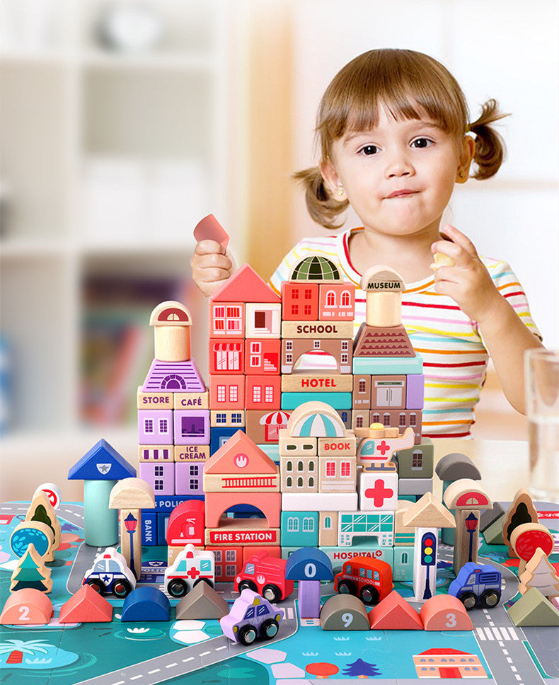 BuildJoy – Edukacyjne i zabawne – Drewniane klocki budowlane w mieście