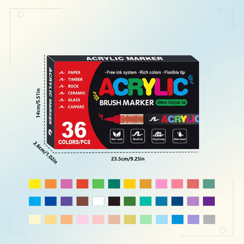 ColorCraft – Kreatywne i trwałe – Markery akrylowe z końcówką pędzelkową