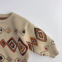 Thumbnail for LittleRetro – Ciepły i stylowy – dziecięcy sweter z dzianiny z motywem rombów