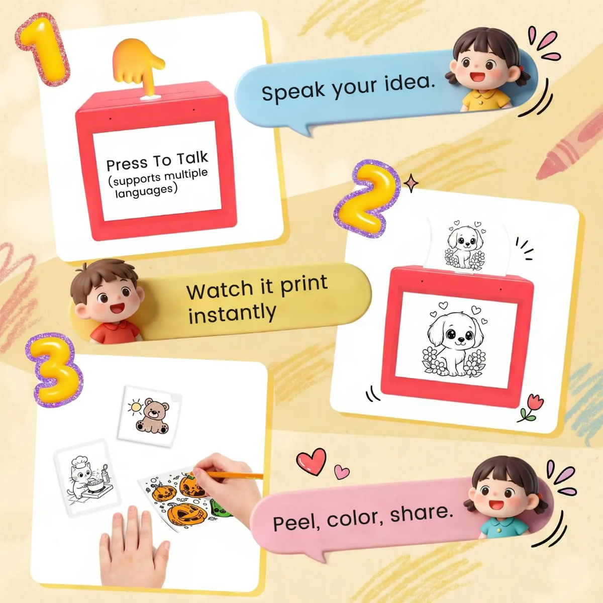 StickerMagic – Edukacyjne i kreatywne – drukarka naklejek z AI dla dzieci