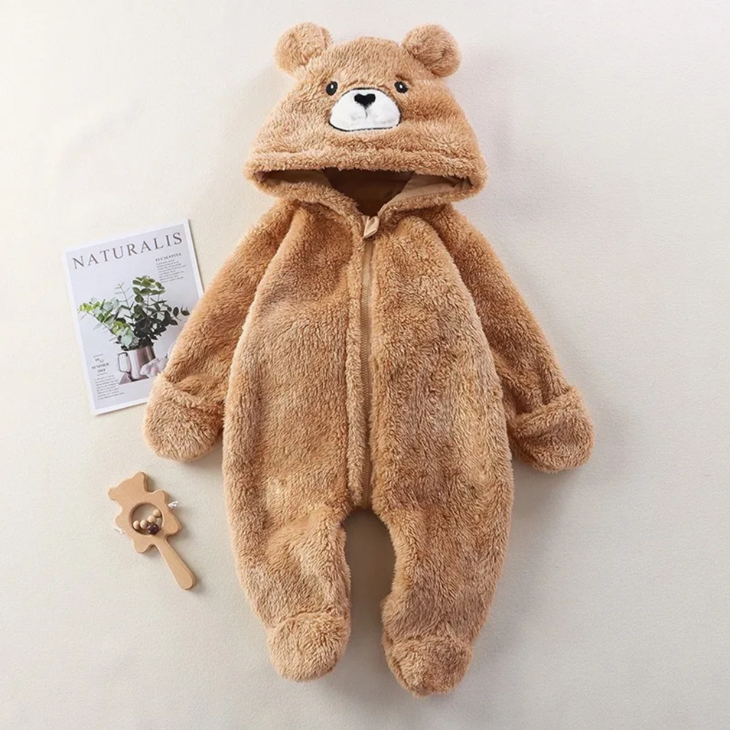 CozyBear – Miękkie i ciepłe – kombinezon dla niemowląt z kapturem w zwierzęce wzory
