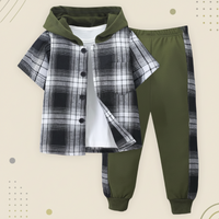 Thumbnail for Boys Checkered Outfit – Modny i wygodny – zestaw dziecięcy w kratkę