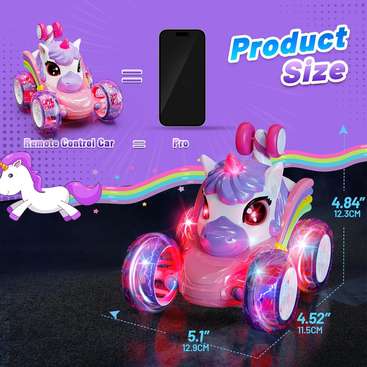 GlowRide – Kolorowy i aktywny – samochód RC z jednorożcem