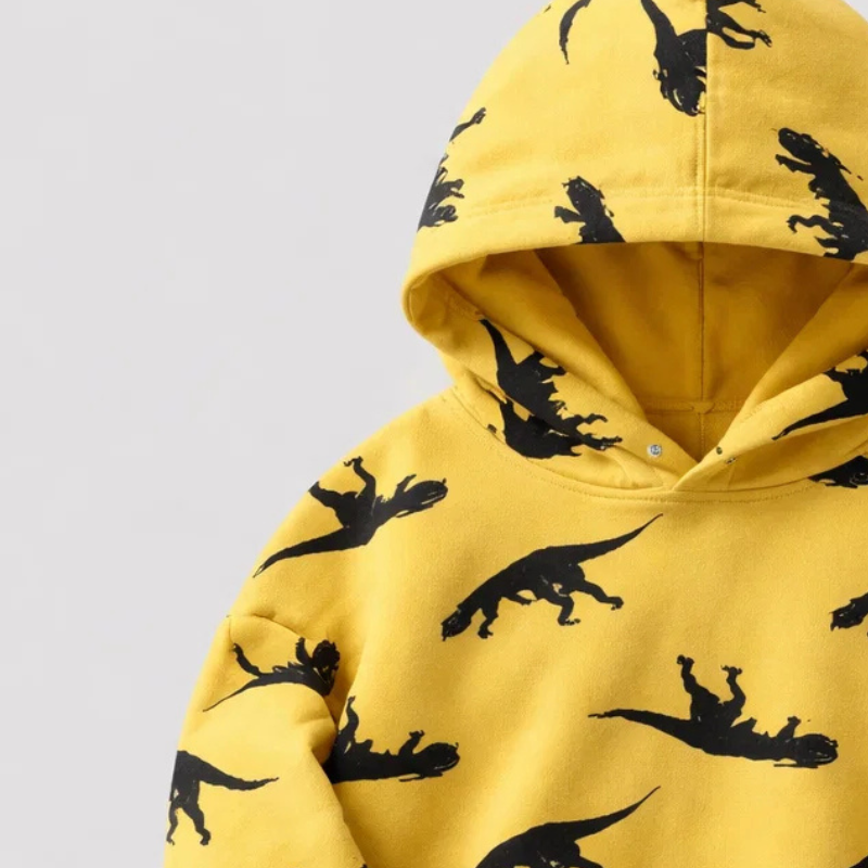DinoStyle – Ciepła i oddychająca bluza z kapturem z nadrukiem triceratopsa