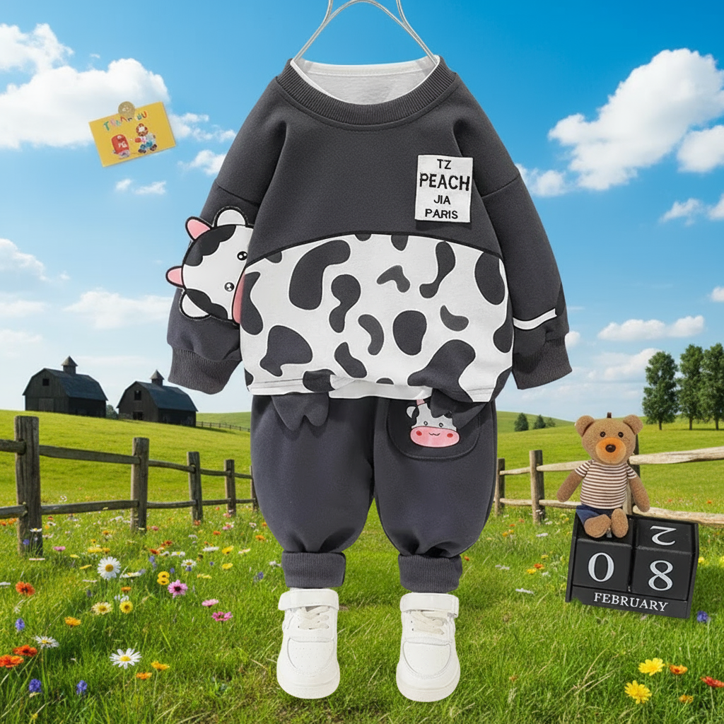Mini Fashion™ - Ciepły i miękki – dwuczęściowy zestaw odzieży dziecięcej