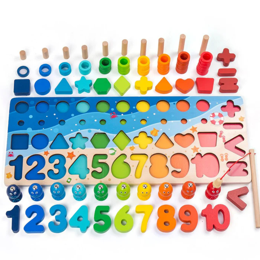 Woods™ - Drewniana tablica z cyframi i literami - Zabawki Montessori