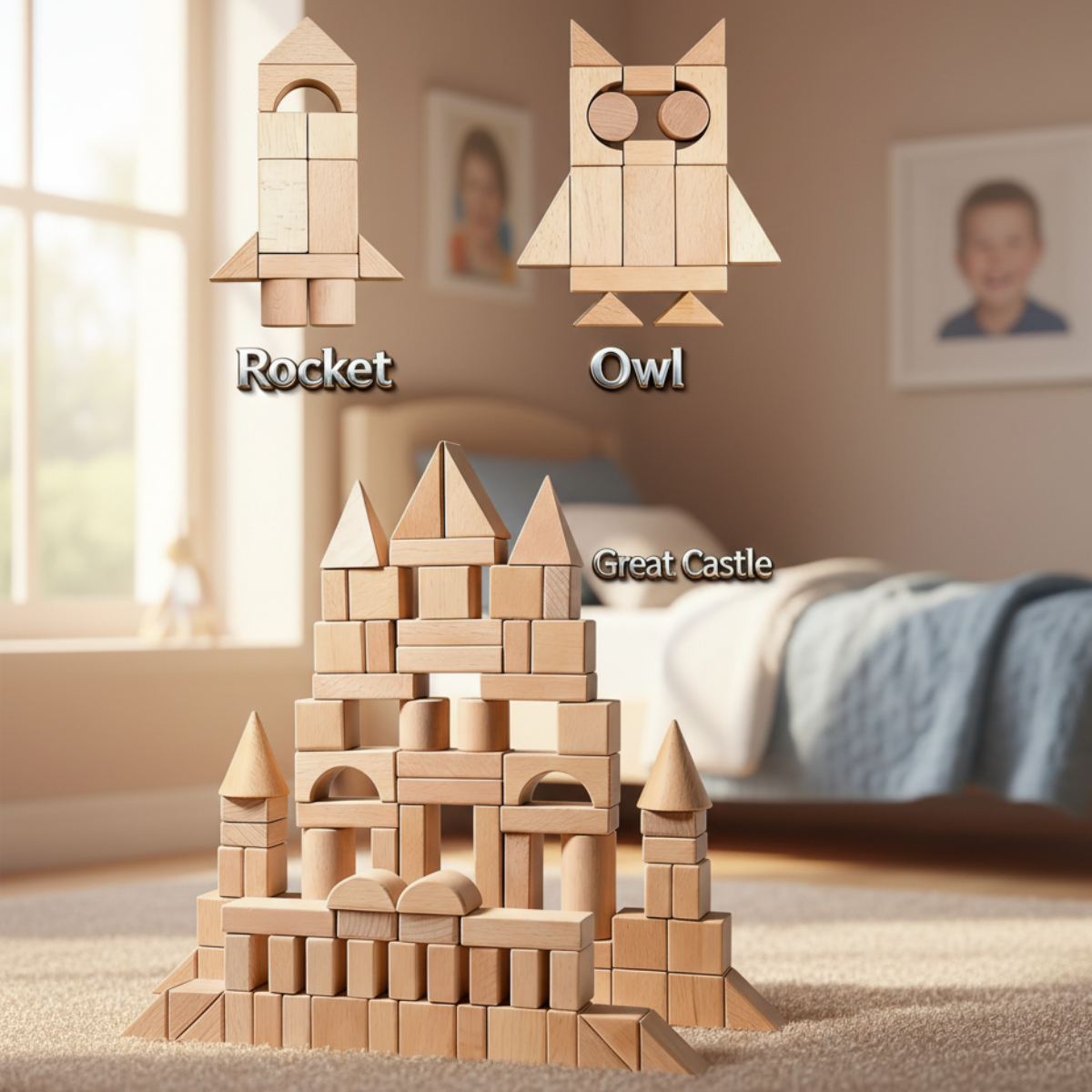 BlockyFun – Kreatywne i edukacyjne – zestaw 100 drewnianych klocków