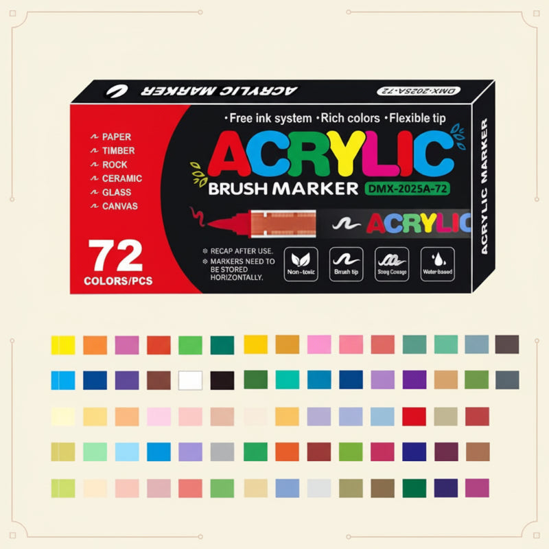 ColorCraft – Kreatywne i trwałe – Markery akrylowe z końcówką pędzelkową