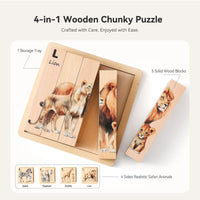 Thumbnail for ZooStack – Drewno i interaktywność – Puzzle z klockami zwierząt