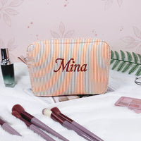 Thumbnail for Striped Name Pouch – spersonalizowana i stylowa kosmetyczka