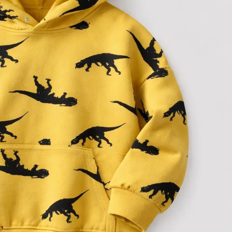 DinoStyle – Ciepła i oddychająca bluza z kapturem z nadrukiem triceratopsa