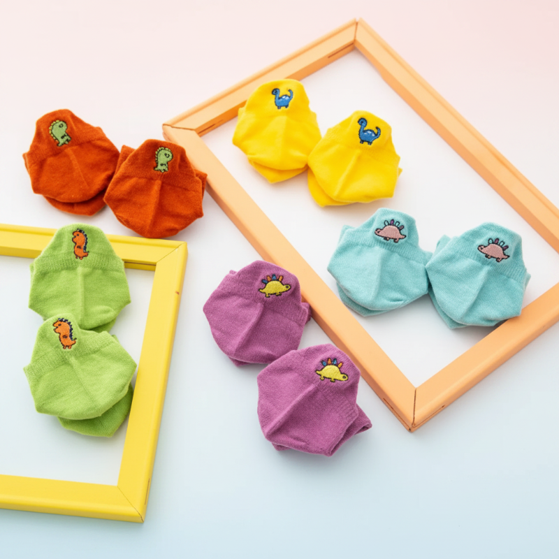 PlayfulToes – Kolorowe i miękkie – krótkie skarpetki dziecięce (zestaw 5 sztuk)