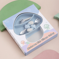 Thumbnail for MiniMeal – Bezpieczny i antypoślizgowy – silikonowy zestaw talerzy dla maluchów ze sztućcami
