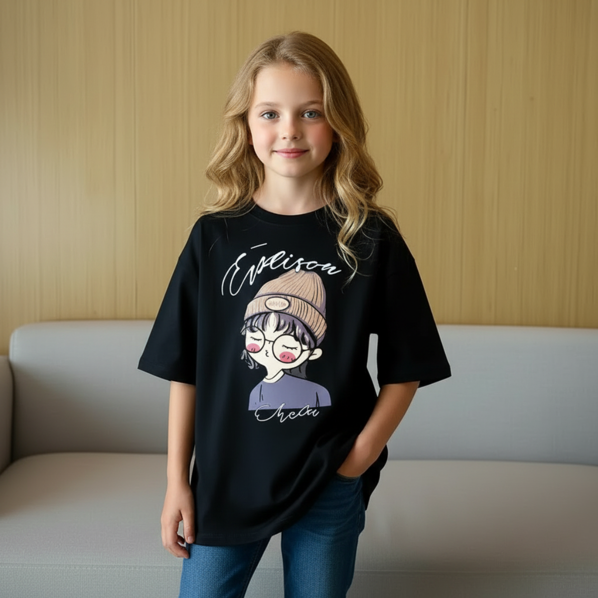 CuteStyle – Modne i wygodne – koszulka z nadrukiem z kreskówki w stylu oversized
