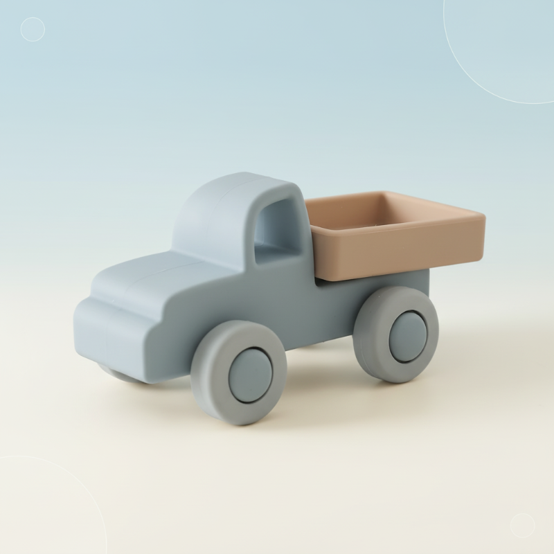 Montessori Silicone Toy Car – Bezpieczne i przyjazne dla ząbków – silikonowa zabawka do gryzienia w kształcie pojazdu
