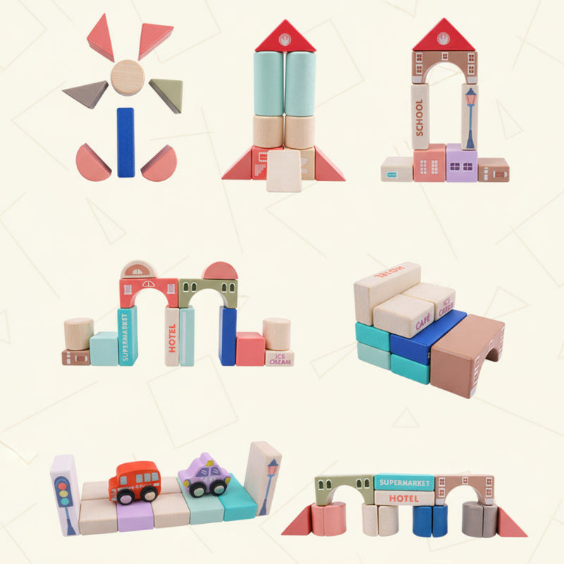 BuildJoy – Edukacyjne i zabawne – Drewniane klocki budowlane w mieście